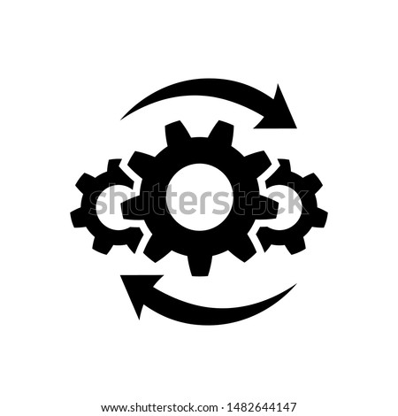 Process icon in flat style isolated on white. Process symbol in black for your web site design, app, UI. Simple operations icon. Vector illustration.