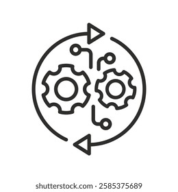 process icon, gears, line symbol, vector illustration eps10