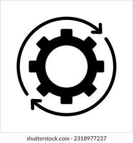 Icono de proceso. Icono de rueda cognoscitiva y proceso aislado. Concepto de símbolo vectorial de calidad superior para el diseño de la interfaz de usuario de la aplicación móvil web de su logotipo. ilustración vectorial sobre fondo blanco