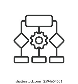Process, icon in line design. Process, workflow, steps, procedure, operation, sequence, system on white background vector. Process, editable stroke icon