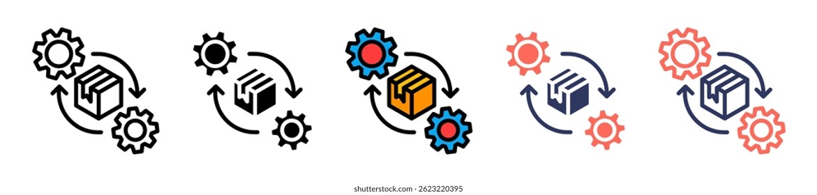 Ilustração de vários vetores de ícone de processo