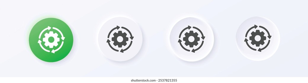 Process icon. Neumorphism round style button design vector