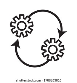 
Process icon on white background. Process symbol in black for your web site design