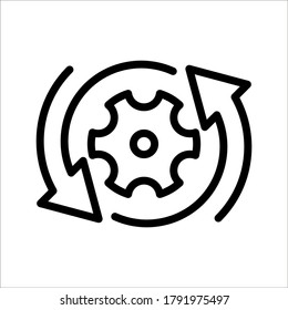 Process icon on white background. Process symbol in black for your web site design