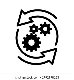 Process icon on white background. Process symbol in black for your web site design