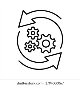 Process icon on white background. Process symbol in black for your web site design