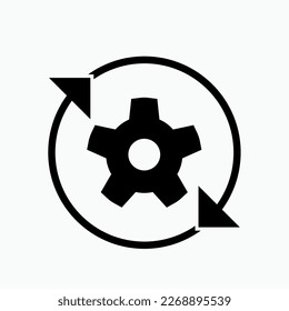 Process Icon. Rotating Gear. Proceed, Run Symbol.