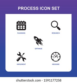 Process Icon Set, with black icon vector design