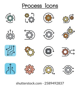 Process icon set color line style
