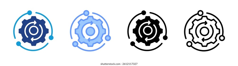 Process icon set multiple style collection