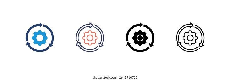 Process Icon set multiple style collection