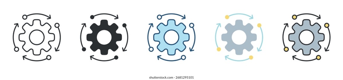 Process Icon Set Multiple Style Collection