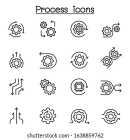 Process icon set in thin line style