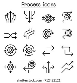 Process icon set in thin line style