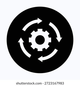 Símbolo de icono de proceso para su diseño de Sitio web, App, interfaz de usuario. Icono de operaciones simples. ilustración sobre fondo blanco, icono de estilo circular de glifo negro. 