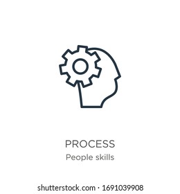 Process icon. Thin linear process outline icon isolated on white background from people skills collection. Line vector sign, symbol for web and mobile