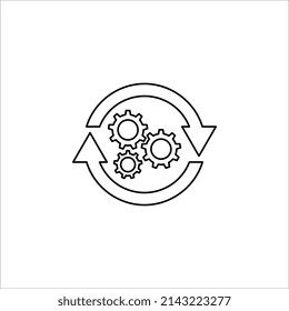Ilustración vectorial de icono de proceso. Símbolo de proceso en negro para el diseño de su sitio web en fondo blanco