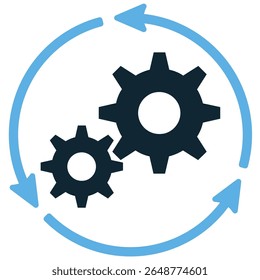 Process icon vector, representing workflow, development, and interconnected stages. Perfect for illustrating step-by-step procedures, business models, and operational sequences