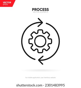 Iconos de proceso. Icono de línea de progreso ágil. Engranaje, flecha, círculo, ciclo. Concepto de desarrollo ágil. La ilustración vectorial se puede usar para temas como actualización, tecnología, motor. Iconos para la mejora