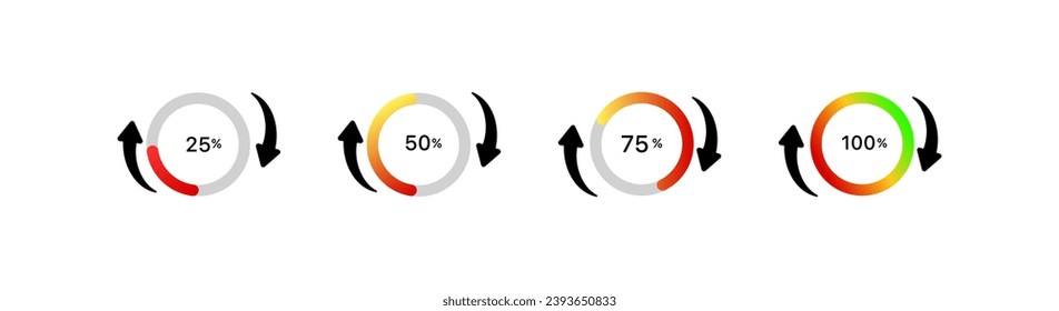 Process icons. Flat, color, arrows in a circle, update process, arrows in a circle. Vector icons