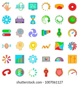 Process icons set. Cartoon style of 36 process vector icons for web isolated on white background