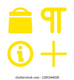 process icons set with paragraph sign, bag filled tool and information in circular button vector set