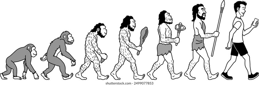 The process illustration of human evolution