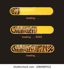 The process of immersion in the New Year holidays. The loading bar of the New Year 2022 in the color of the Tiger.
