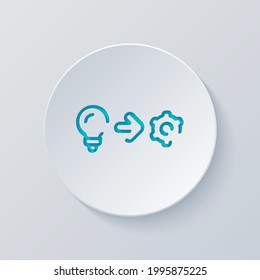 Implementierungsprozess, Business Icon. Schneide Kreis mit grauen und blauen Schichten. Papierstil