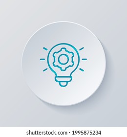 Process of implementation, business icon. Cut circle with gray and blue layers. Paper style