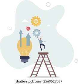 Process improvement, adjustment to improve efficiency or productivity, project progress or development to increase performance concept.flat characters.