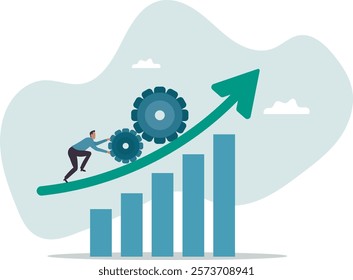 Process improvement, efficiency to increase productivity, optimization, raising performance, quality or progress.business concept.flat character.