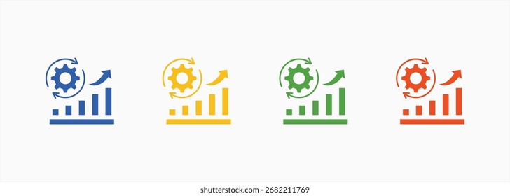 Process Improvement Icon Set Color Multiple Style Collection