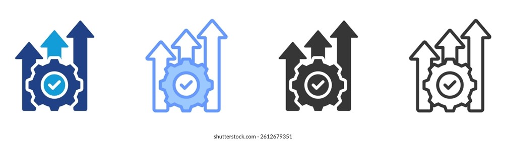 Process improvement icon set multiple style collection