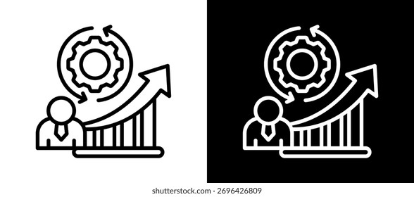Icono de mejora de procesos en blanco y negro estilo de línea de Colección conjunto de Ilustración vectorial