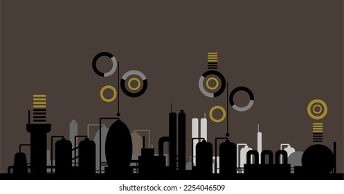 Process industry site with measuring icons