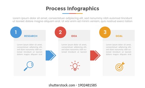 process infographic with 3 list point and modern flat style template slide for presentation
