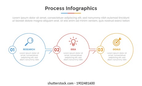 Process Infographic With 3 List Point And Modern Flat Style Template Slide For Presentation