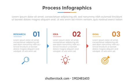 process infographic with 3 list point and modern flat style template slide for presentation