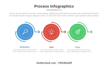 process infographic with 3 list point and modern flat style template slide for presentation