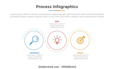 process infographic with 3 list point and modern flat style template slide for presentation