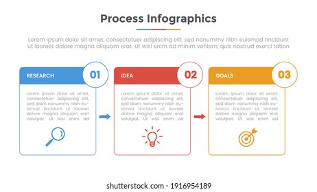 Process Infographic With 3 List Point With Rectangle Box And Modern Flat Style Template Slide For Presentation