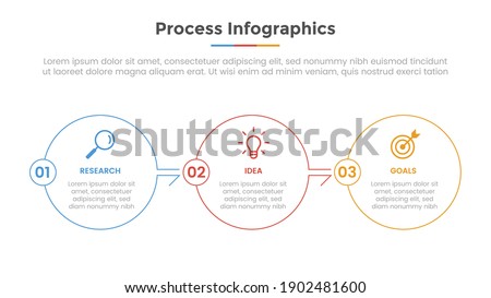 process infographic with 3 list point and modern flat style template slide for presentation