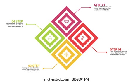 Procesar Infografía Con 4 Pasos. Esta infografía es ideal para cualquier tipo de presentación de negocios