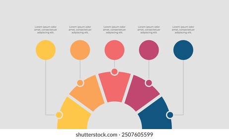 Infografía de proceso con 5 pasos para la presentación de negocios