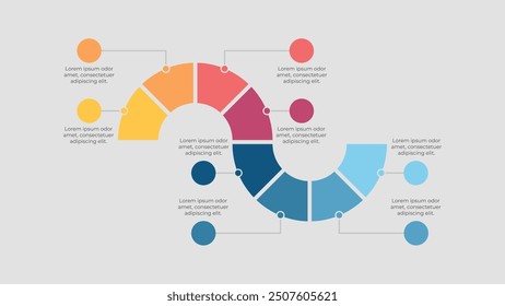 Process infographic with 8 steps for business presentation