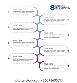 Process infographic with 8 steps, process or options, process chart, Used for process diagram, presentations, workflow layout, flow chart, infograph. Vector eps10 illustration.