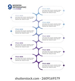 Process infographic with 9 steps, process or options, process chart, Used for process diagram, presentations, workflow layout, flow chart, infograph. Vector eps10 illustration.
