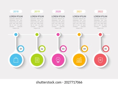 Plantilla de diseño de infografía de procesos. Línea de tiempo, estrategia de negocio de plan de pasos. Secuencia de flujo de trabajo de organización. Presentación del informe financiero. Gráfico informativo de productividad de las estadísticas. Ilustración vectorial.