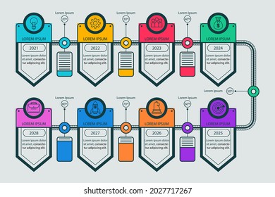 Process infographic design template. Timeline, step plan business strategy. Organization workflow sequence. Finance report presentation. Statistics productivity infochart. Vector illustration.